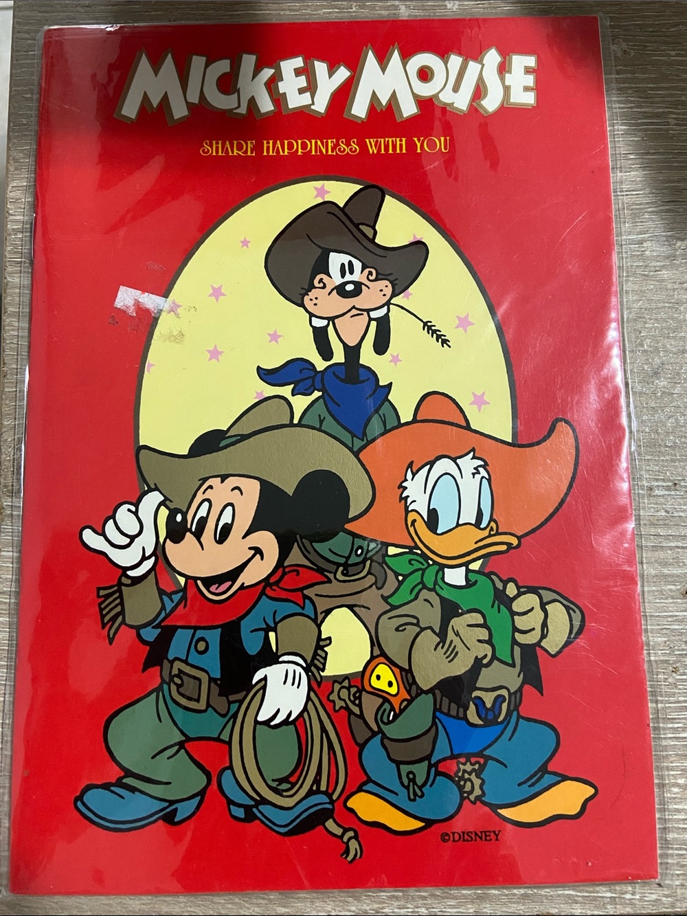 Vintage Disney Red Mickey, Donald & Goofy Cowboy Sticker Book